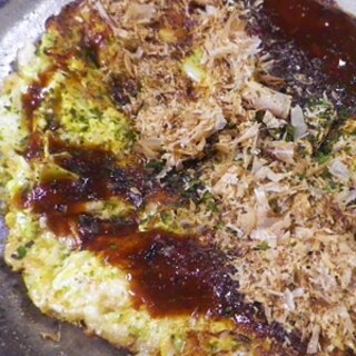 キャベツ大和芋卵のソース焼き